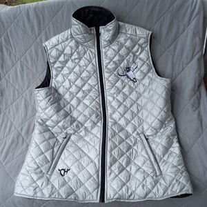 Cowgirl Hardware Women's Silver Cow Skull/Cactus Embroidered Vest Sz L Western